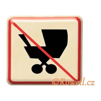 Kočárek NZ. 'Zákaz kočárek' zlatá (NZ. 'Zákaz kočárek' zlatá. Vhodné řešení pro nábytek v interiéru.)