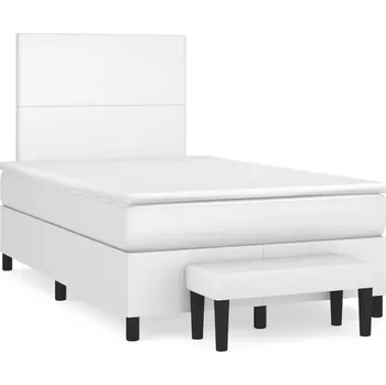 Postel Kontinentální postel bílá s čelem, 203 x 120 x 118/128 cm