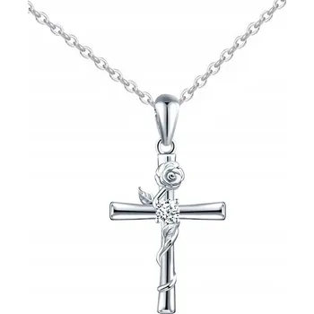 Náhrdelník STŘÍBRNÝ NÁHRDELNÍK KŘÍŽEK KŘÍŽ ŘETÍZEK SVATÉ PŘIJÍMÁNÍ