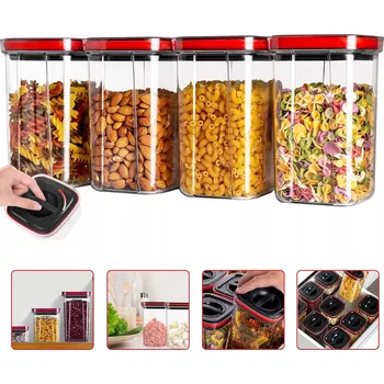 Úložný box HERMETICKÉ NÁDOBY 4X PRO SKLADOVÁNÍ POTRAVIN, VELKÉ UZAVÍRATELNÉ KRABICE