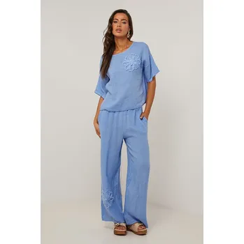 Dámské kalhoty Le Monde du Lin Hellblau 396127 38/40