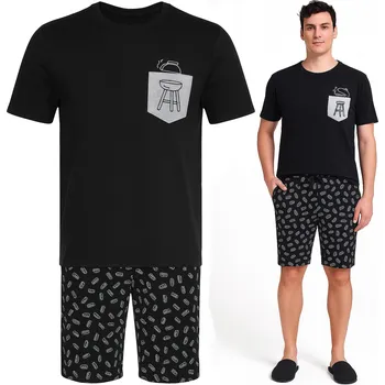 Pánské pyžamo Pánské pyžamo s krátkým rukávem, pohodlné a prodyšné, 100% BAVLNA na léto *XL