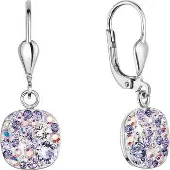 Náušnice Stříbrné náušnice visací s krystaly Swarovski 31320.3 violet | Elegantní design | Kvalitní zpracování | Dámské naušnice | Dámské šperky | ROMERO rhodiované stříbro, Swarovski krystaly