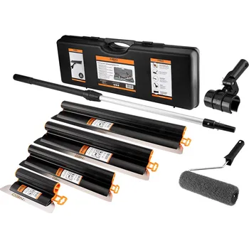 NEO TOOLS Sada omítací špachtle, teleskopická tyč, adaptér, hladicí váleček, baleno v kufříku