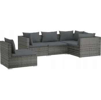 Sedací souprava VidaXL 5dílná zahradní sedací souprava s polštáře, PE ratan, šedá
