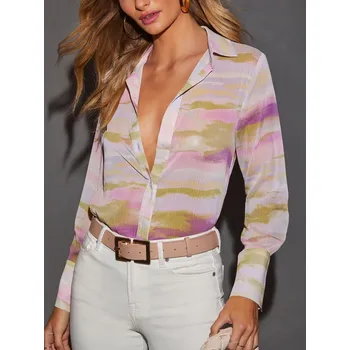 Dámská košile Košile Milan Kiss Weiß/ Lila/ Grün 6000095 XL