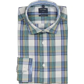 Pánská košile Košile OLYMP Grün/ Hellblau/ Creme 7924584 S