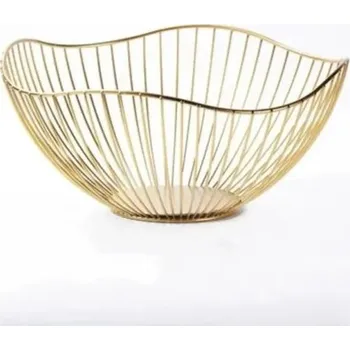 Kovový drátěný úložný koš 26,7 x 12,2 x 10 cm Kuchyňský organizér na občerstvení ovoce a drobnosti Praktický košík do domácnosti zlatá