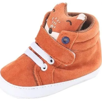 Dívčí bačkory Dětské bavlněné capáčky A7 oranžová 0-6 měsíců