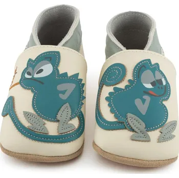 Capáčky LAIT ET MIEL Kožené capáčky s chameleonem 0-6 měsíců Bílá 17-18