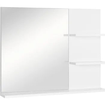 Zrcadlo Nástěnné koupelnové zrcadlo se 3 policemi, 60 x 10 x 48 cm | bílé
