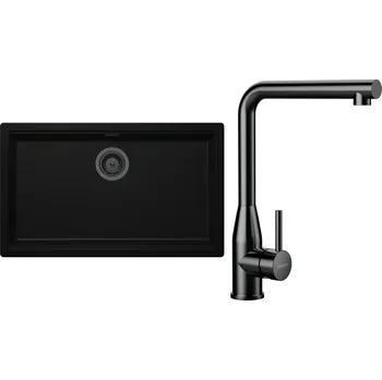 Kuchyňský dřez Set Schock S33-15 (dřez Kiruna N-100XL Night + baterie Keto Gunmetal brushed + komponenty Gunmetal brushed)