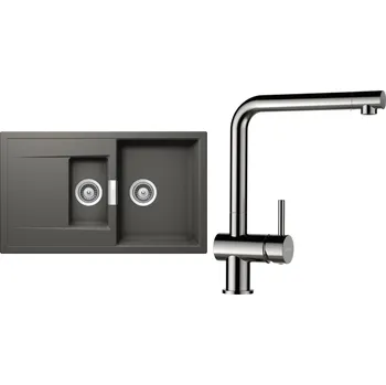 Kuchyňský dřez Set Schock S7-3 (dřez Mono D-150 Silverstone + baterie Epos Nerezový vzhled)