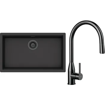 Kuchyňský dřez Set Schock S33-10 (dřez Kiruna N-100XL Dusk + baterie Kavus.120 Gunmetal brushed + komponenty Gunmetal brushed)