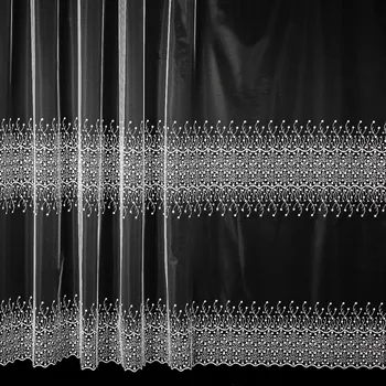 Záclona Tylová záclona 638/601 vyšívané větvičkové ornamenty, bílá, výška 90cm (v metráži)