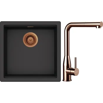 Kuchyňský dřez Set Schock S31-19 (dřez Kiruna N-100 Dusk + baterie Keto.120 Copper brushed + komponenty Copper brushed)