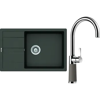 Granitový dřez Set Schock S22-8 (dřez Manhattan D-100LS Asphalt + baterie SC-520 Asphalt)