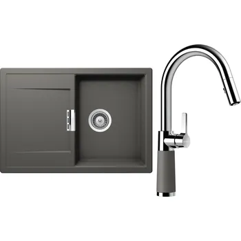 Granitový dřez Set Schock S5-7 (dřez Mono D-100S Silverstone + baterie SC-520.120 Silverstone)