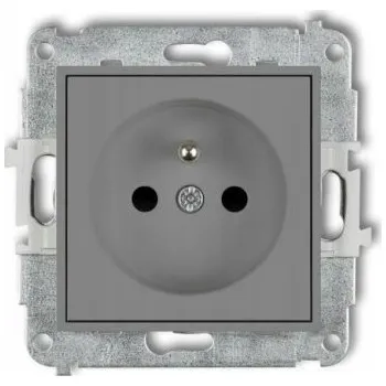 Elektrická zásuvka Jednoduchá zásuvka s uzemněním Karlik Mini šedá 27MGP-1zp