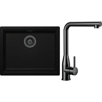 Kuchyňský dřez Set Schock S32-15 (dřez Kiruna N-100L Night + baterie Keto Gunmetal brushed + komponenty Gunmetal brushed)