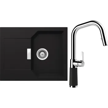 Kuchyňský dřez Set Schock S18-11 (dřez Manhattan D-100XS Onyx + baterie SC-530.120 Onyx)