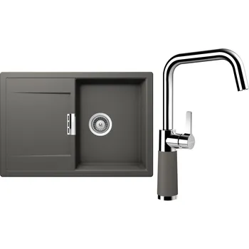 Kuchyňský dřez Set Schock S5-8 (dřez Mono D-100S Silverstone + baterie SC-530 Silverstone)