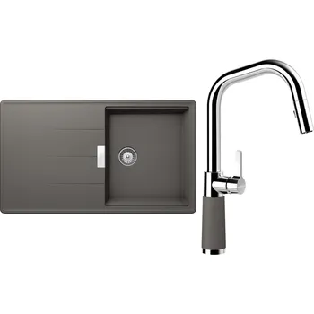 Kuchyňský dřez Set Schock S16-9 (dřez Tia D-100 Silverstone + baterie SC-530.120 Silverstone)