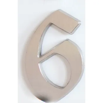 Domovní cedule C125 Číslice 125mm kartáč.stříbro "6" (C125 Číslice 125mm kartáč.stříbro "6". Praktický doplněk do interiéru.)