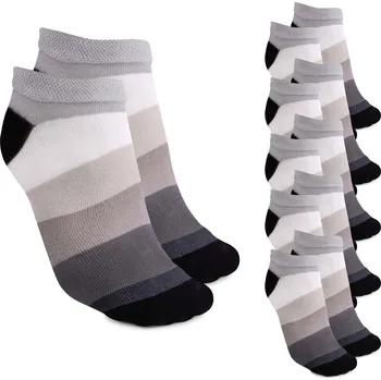 Dámské ponožky KRÁTKÉ DÁMSKÉ PONOŽKY BAVLNA ŠEDÉ S PRUHY 38-40