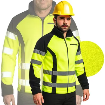 Pánská mikina PRACOVNÍ FLEECE bunda pánská Reflexní Mikina fleecová pánská Zateplená žlutá BOZP S