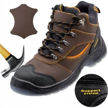 Pracovní obuv Pánské pracovní boty kožené s kovovou špičkou BOZP, lehké, vel.