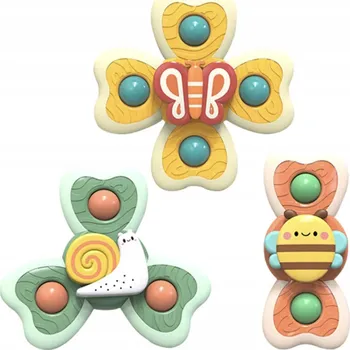 Hračka pro nejmenší 3 FIDGET SPINNERY S PŘÍSAVKOU HRAČKA DO VANY SENZORICKÁ ANTISTRESOVÁ