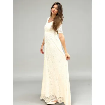 Těhotenské šaty Těhotenské svatební šaty Celeste - smetanově bílé, krajkové Velikost: 2XL