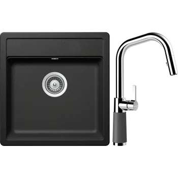 Kuchyňský dřez Set Schock S10-9 (dřez Mono N-100S Stone + baterie SC-530.120 Stone)