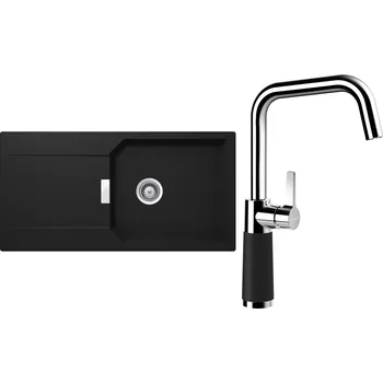 Granitový dřez Set Schock S21-10 (dřez Manhattan D-100L Onyx + baterie SC-530 Onyx)