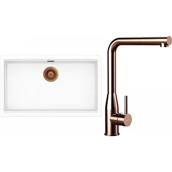 Kuchyňský dřez Set Schock S33-19 (dřez Kiruna N-100XL Day + baterie Keto.120 Copper brushed + komponenty Copper brushed)