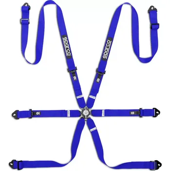 Auto-moto Závodní 6bodový pás Sparco Competition H-2 PU, homologace FIA modrá