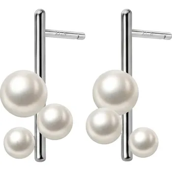 Náušnice B-TOP Stříbrné peckové náušnice s perlami ve světlém tónu – Stříbro 925