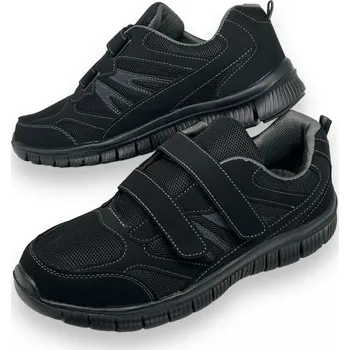 Pánské tenisky Minke Pánské černé nadměrné tenisky na suchý zip 01 Barva: Černá, Velikost: 50