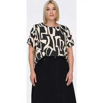 Dámské tričko ONLY Carmakoma Schwarz/ Beige 812428 42
