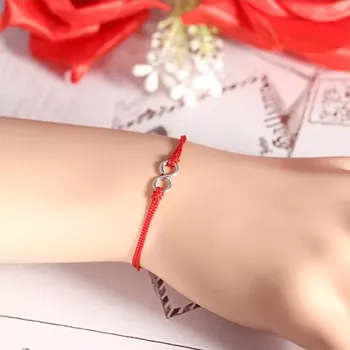 Náramek Náramek červený se symbolem nekonečna Ag 925