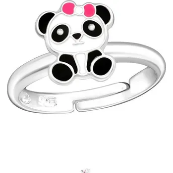 Prsten Stříbrný prsten nastavitelný Panda s mašlí vel.43