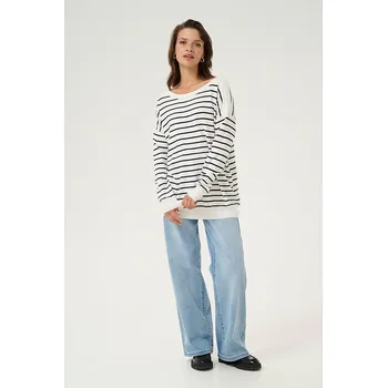 Dámský svetr Kaffe Weiß/ Schwarz 8095866 XL