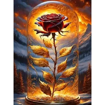 Diamantové malování Diamantové malování/Huacan - Růže a zlaté hory