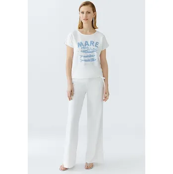 Dámské tričko Tričko Oui Weiß/ Blau 567455 38