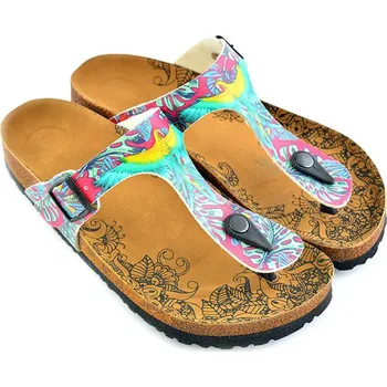 Dámské žabky Calceo Türkis/ Pink 7356930 42