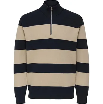 Pánský svetr Svetr ONLY & SONS Schwarz/ Beige 6169808 L