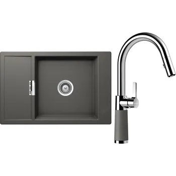 Kuchyňský dřez Set Schock S4-7 (dřez Mono D-100XS Silverstone + baterie SC-520.120 Silverstone)