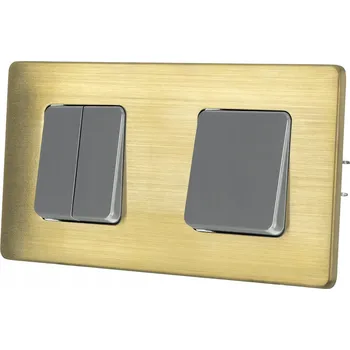 vypínač TROJITÝ SCHODIŠŤOVÝ VYPÍNAČ SVĚTLA ŠEDÝ OCEL PVD MOSAZ PREMIUM