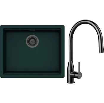 Kuchyňský dřez Set Schock S32-10 (dřez Kiruna N-100L Ivy + baterie Kavus.120 Gunmetal brushed + komponenty Gunmetal brushed)